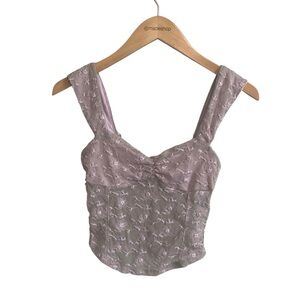 Kimchi Blue Fairy Core Coquette Light Purple Lace Sheer Corset Tank Size Small